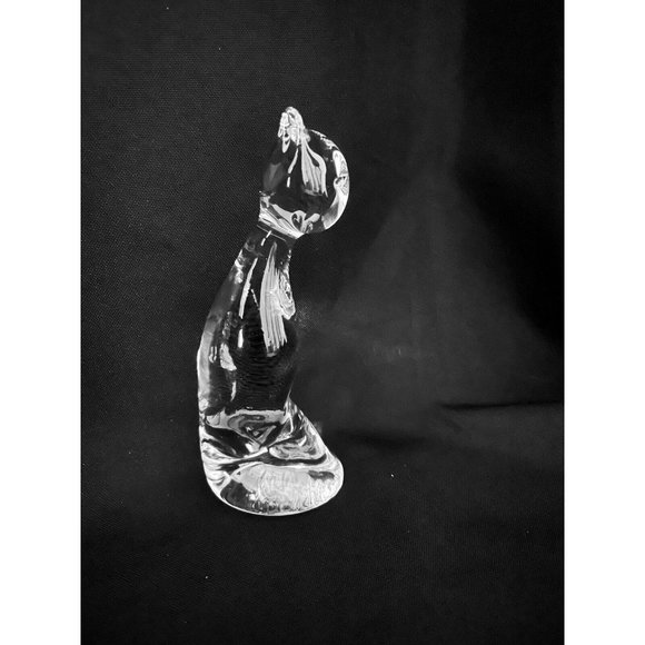 Vintage Pilgrim Glass Handmade Cat Figurine Clear Art Glass - Picture 8 of 12